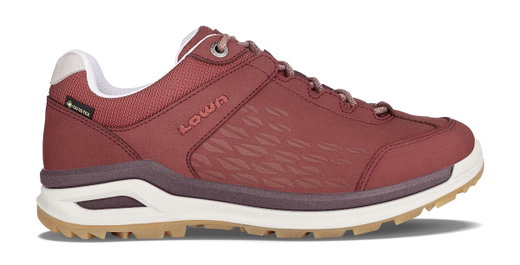 Lowa Wander-Travelschuhe Locarno Low GTX (All-Terrain, Nubukleder, wasserdicht) rotholz/rose Damen